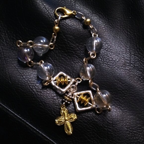 Shimmering Beaded Cross Bracelet | Mixed Metals | Faith Jewelry | 4 Larger Wrist - Picture 8 of 10